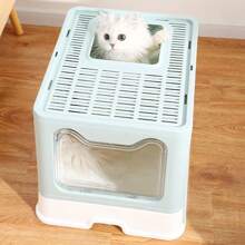 Lettiera pieghevole per gatti con coperchio, lettiera deodorante per gatti a cassetto con filtro dell'aria, lettiera pieghevole grande completamente chiusa per gatti di tutte le età