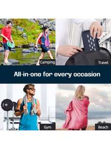 Ultra-Fine Fiber Bath Towel, Ultra-Fine Fiber Beach Towel, Backpack Towel, Quick Dry Camping Towel, Lightweight, Compact, Quick Drying, Suitable For Fitness, Hiking, Yoga, Camping, Travel - Hot Pink - View 6