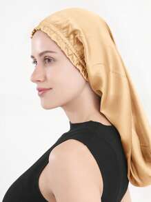 1 件装女士简约透气 100% 桑蚕丝夜间睡眠帽，长管发帽