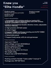 PHILIPS 飞利浦 DLK5010 蓝牙游戏控制器，无线带霍尔效应触发器，机械按钮兼容 Switch、PC、手机、电视、蓝牙、Steam、NS，多振动游戏模式，支持有线/无线，6 轴陀螺仪，双霍尔操纵杆，Turbo 功能 - 彩色 - 查看 10