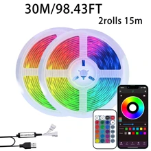 Smart LED Bedroom Strip Lights, 3.28-98.43ft RGB Color Changing Mood Light, APP + 24-Key Remote Control, Can Change Brightness And Flashing Mode, Suitable For Living Room, Bedroom, Bar, Wedding, New Year And Valentine's Day Party Decor