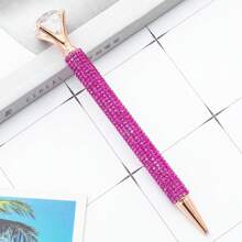 1pc Diamond Design Ballpoint Pen With Rhinestone Decoration, Rotating Crystal Diamond Pen, Gift Stationery For Girls And Students