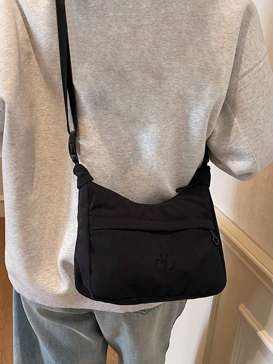 Geantă de umăr din nailon, minimalistă japoneză, geantă pătrată mică pentru navetă, geantă pentru studenți ușoară și versatilă