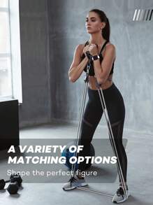 300磅阻力带套装，包含门锚、手柄、手提袋和腿部/脚踝绑带，适用于阻力训练，是家庭健身的理想配件。 - 黑色300磅 - 查看 5