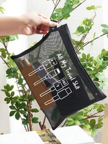 网眼化妆包，带旅行数据线图案，红色气垫收纳便携式收纳包，化妆包，护肤包，旅行必需品，宿舍用品，婚礼新娘礼物，母亲礼物，生日礼物，送给朋友和老师的礼物，浴室收纳，珠宝收纳，唇油和化妆品收纳袋学校用品化妆包节日必需品化妆包化妆袋化妆品收纳袋节日冬季豹纹腊肠犬女士礼物