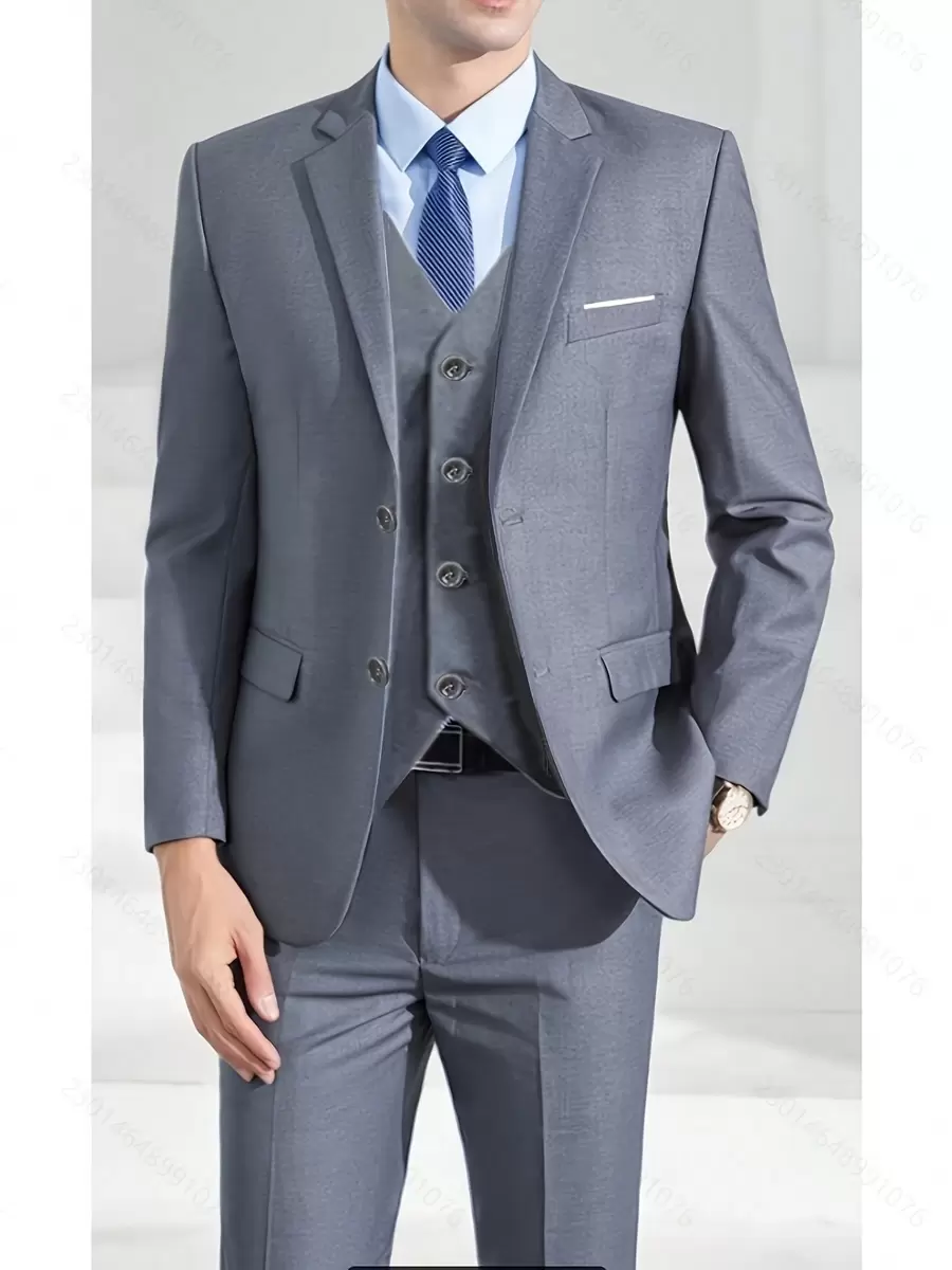 Traje de novio vino rojo para boda, conjunto de tres piezas (chaqueta, pantalón y chaleco) para fiesta de boda de otoño, tallas grandes, corte slim, traje de lujo tipo esmoquin