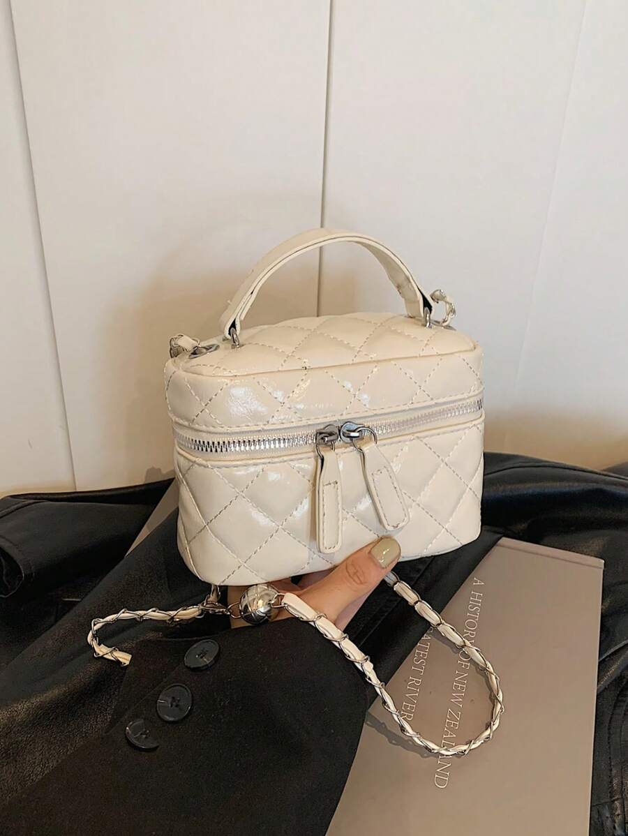 1pc Mini Rhombus Chain Strap Tote Shoulder Crossbody Bag, For Girls