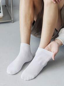 5 双男士纯色休闲短袜，适合日常生活、健身