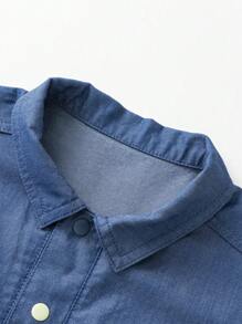 mini bala Baby Workwear-Style Romper - Soft Breathable Jumpsuit, Cute Outdoor Onesie - Denim Dark Blue - View 6