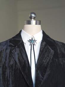 pooting bear 1pc American Western Cowboy Retro Five-Pointed Star Bolo Tie, Fashionable And Individual Style Unisex Buckle Tie Long Necklace Street,School - Multicolor - View 3