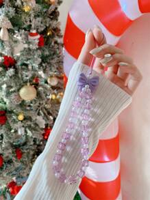 1pc Sweet Square Pearl Beads Mobile Phone Lanyard Strap Gifts For Mother, Family, Friends, Birthday, Holiday Phone Charm, Phone Chain - Multicolor - View 3