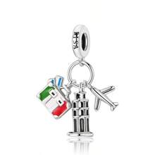 Easvnya 1 件时尚镀银比萨斜塔吊坠，3D 设计优雅珠宝配饰，适用于手镯和项链，适合作为生日或节日珠宝礼物 - 一件比薩斜塔吊飾 - 查看 10