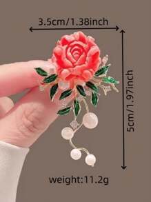 1pc Luxe Chinese Stijl Pioenroos Bloem Broche, Elegante Decoratieve Pin Voor Jas, Vest, Mode Accessoires