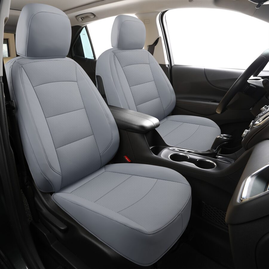 GXT Fit Chevy Equinox Seat Covers Premier, LS, LT, L, RS 2017 2018 2019 2020 2021 2022, Premium Water-Resistant Faux Leather Custom Fit Seat Covers Protector Cushion For Selected Equinox (Grey)(Applicable To Fuel Vehicles) - 5 Seats In Total (two Seats In the Front Row + Three Seats In the Back Row) - View 1