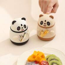 Panda Toothpick Dispenser Large Capacity Portable Bamboo Toothpick Organizer With Dustproof Scarf Cartoon Panda Toothpick Box With Automatic Pressing Toothpick Holder Cute Cartoon Toothpick Holder For Toothpick Storage And Organizer - White - View 12