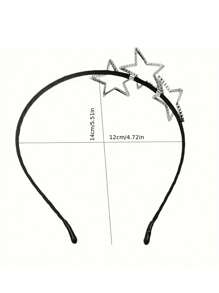 Y2K Hollow Star Haarklem, Minimalistische Ster & Strass Decor Metallic Geperst & Antislip Haarband voor Vrouwen, Schattige Stijl, Strass Accent, Modieuze Hoofdband Voor Vrouwen, Haaraccessoire, Cadeau Voor Eid, Ramadan