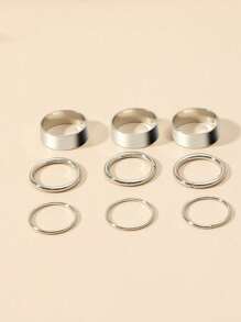 9pcs Fashion Versatile Smooth Ring Set