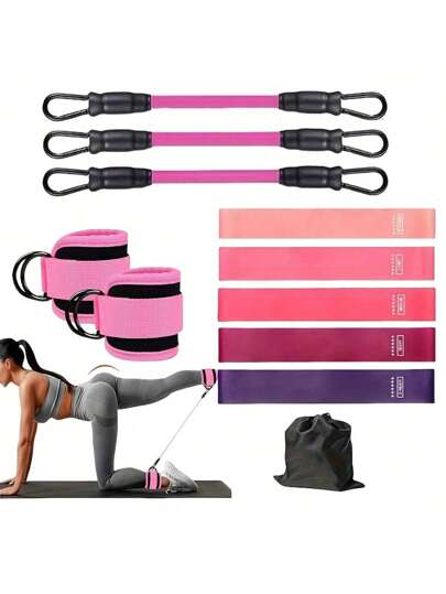 11pcs Resistance Booty Bands Leg Glute Training Kit, Ankle Strap Fabric Loop Bands Butt Lift Workout Equipment