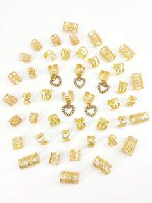 45pcs DIY Heart-Shaped Hair Ring Accessories Metal Cutout Adjustable Fashion Simple Dreadlocks Beads Suitable For Women Dating Valentines