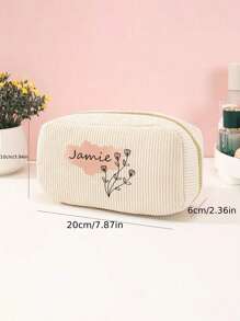 1 pieza Bolsa de Cosméticos Personalizable - Nombre y diseño personalizados, Bolsa de Maquillaje de Pana con Cierre de Cremallera Seguro, Accesorio de Viaje Ideal, Organizador de Artículos de Tocador Unisex