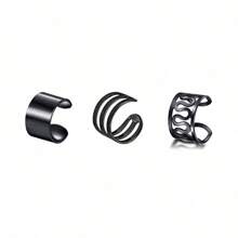 1pc Fashion Men's Ear Clip Punk Street Style Ear Cartilage Clip Ring Hollow Out Design False Perforated Earrings Daily Wear Jewelry Gifts ﻿ - Multicolor - View 6