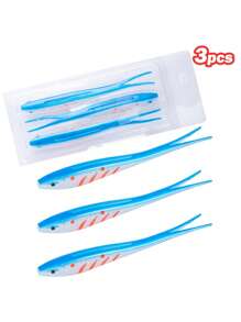 GOTURE Goture 3pcs Large Cuttail Fish, Forktail Fish Soft Lure, High Elastic TPR Material, Flexible, Durable, Realistic Swimming Action, For Saltwater Fishing