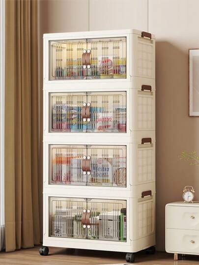 5/4/3/2/1 Layer Storage Cabinet, Home Folding Wardrobe, Clothes Organizer, Snack Cabinet, Baby/Kids Storage, No Assembly Required