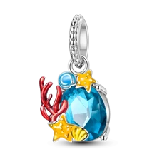 925 Sterling Silver Ocean Fish And Sea Turtle Starfish Series Charms Blue Glass Beads Ocean Crystal Charms Starfish And Crab Charms Coconut Tree Beach Holiday Jewelry Suitable For Women's Bracelets DIY Jewelry Making And Beach Clothing Matching Jewelry Decoration Women's Jewelry Gifts - Multicolor - View 13