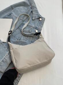 Geantă de umăr din nailon, minimalistă japoneză, geantă pătrată mică pentru navetă, geantă pentru studenți ușoară și versatilă