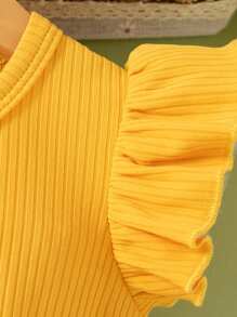 Baby Girls' Cute Yellow Cap Sleeve Bow Sunflower Print Summer Vacation Dress - Yellow - View 6