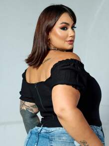 PLUS SIZE BEGALINE CROPPED BLOUSE PLUS SIZE 46 To 52 - Black Black - View 3