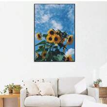 SNA 2025 New Style Sunflower Sky Flower Series Cross Stitch Kits Patterns Printed Canvas Embroidery Sets 11CT DIY Hand Embroidery Crafts Living Room