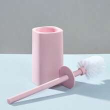 1 pieza Cepillo de inodoro de plástico con soporte, con protección contra salpicaduras y bloqueador de olores, cepillo de limpieza de alta calidad con un nuevo diseño de cerdas de nailon semicirculares para una limpieza completa, cepillo de inodoro de mango largo con base, accesorio de baño y herramienta de limpieza adecuada para el baño y el inodoro, decoración de otoño