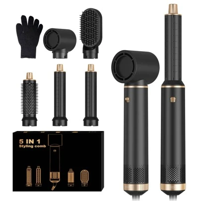 UKLISS Multifunctional Air Styler 5 In 1 Hair Styler, 60000RPM High Speed ​​Hair Dryer Brush (Quick Dry For Wet Hair), Automatic Curling Iron, Round Brush, Straightening Comb, Hair Volumizer, Hair Dryer Set, All-In-One Holiday Gift For Family