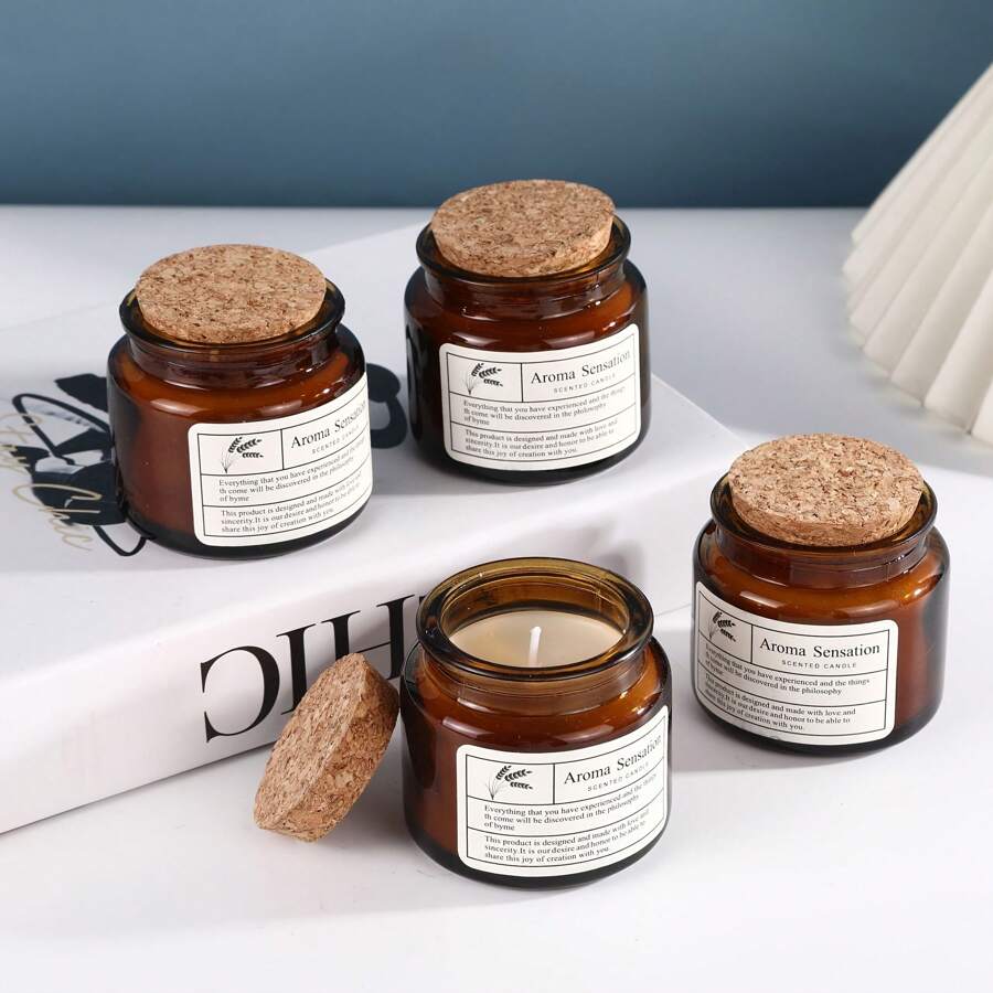 Wooden Stopper Brown Bottle Aroma Candle, Handmade Soy Wax Candle In Teacup, Smokeless, Home Fragrance & Women's Scented Candle Gift For Birthday, Valentine's Day, Mother's Day, Easter, Wedding, Festivals Gifts Graduation