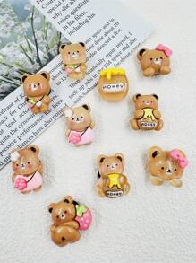10 pièces Mignonne décoration de chaussure en résine en forme d'ours brun, joli design d'imagination, convient comme cadeau de fête pour femmes, cadeau créatif et décoration de chaussures DIY