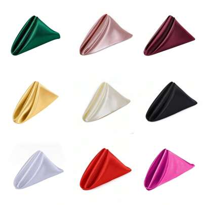 16pcs Satin Napkins, 17x17 Inch Soft Luncheon Napkins, Suitable For Restaurant, Wedding, Party, Dinner Decoration
