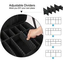 Golden Grove  Relavel Makeup Case Large Makeup Bag Professional Train Case 16.5 Inches Travel Cosmetic Organizer Brush Holder Waterproof Makeup Artist Storage Box, 3 Layer Large Capacity, With Adjustable StrapGolden Grove - Black - View 5