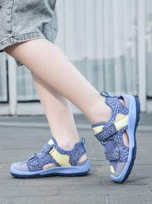 Boys' Summer Breathable Hook And Loop Closure Sport Sandals - Blue - View 3