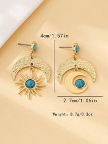 1 paire de boucles d'oreilles bohèmes assorties soleil et lune
