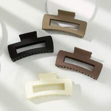 4pcs Elegant Solid Color Hollow Out Hair Claw Clips Large Rectangular Hair Grab Clips Non Slip Ponytail Holders For Women - Multicolor - View 9