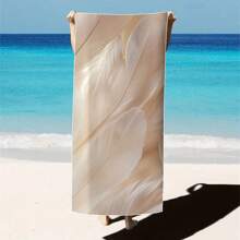 1pc Feather Pattern Extra Large Beach Towel - Soft, Light-Weight, Absorbent Polyester Bath Towel, Suitable For Travel, Swimming, Camping, Yoga, Beach Party, Fitness And Seaside Vacation, Perfect Gift For Family And Friends Mother's Day Flowers, Personalized Gifts For Mom, Last Minute Gifts, Mother's Day Ideas, Mothering Sunday Gifts, Handmade Cards For Mum, Best Mother's Day Gifts Under $50 Summer, Holiday