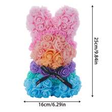 Rose Rabbit Immortal Rose Flower Rose Flower Ornament Forever Artificial Flower Easter Valentine's Day Roses Flower Bunny - Multicolor - View 7