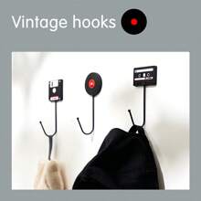 Vintage Style Storage Hooks, Computer/Disk/Tape Shaped Non-Nail Hanging Hooks For Suspending Headphones, Backpacks, Stationery, Mugs. Sturdy Enough For Office Cubicles/Study/Gaming Rooms