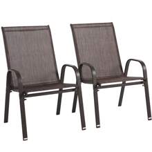 CLIPEYH Patio Chairs Set Of 2, Outdoor Stackable Dining Chairs For All Weather, Comfortable Breathable Garden Outdoor Furniture For Backyard Deck