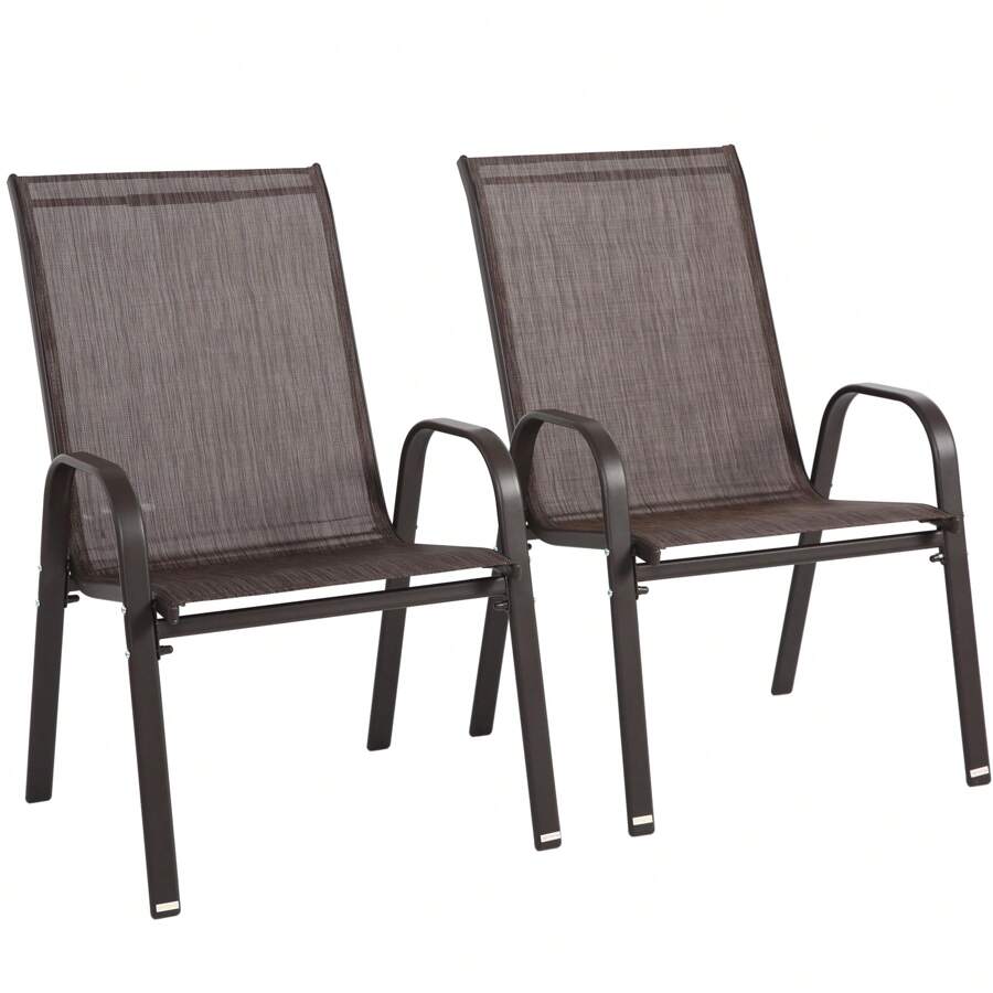 CLIPEYH Patio Chairs Set Of 2, Outdoor Stackable Dining Chairs For All Weather, Comfortable Breathable Garden Outdoor Furniture For Backyard Deck