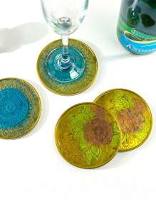 Diy Crystal Epoxy Cup Mat Mold, Mirror Finish Pattern Circle Resin Silicone Mold For Teacup