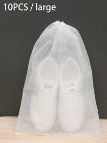 10PCS Non-Woven Shoe Bag Drawstring Storage Bag Tie-Down White Shoes Dust-Proof And Yellow Drying Bag Travel Shoe Cover