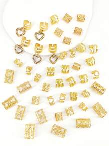 45pcs DIY Heart-Shaped Hair Ring Accessories Metal Cutout Adjustable Fashion Simple Dreadlocks Beads Suitable For Women Dating Valentines