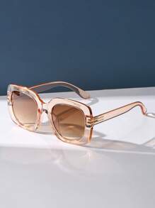 Gafas de sol cuadradas retro sobresizadas de plástico color champán, diseño clásico para uso en exteriores, viajes, playa, uso casual, protección UV de verano, gafas para conducir